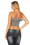 Navy Ruffle Off Shoulder Plaid Crop Top - Pack of 5