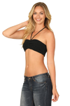 Black Ruched Drawstring Halter Bralette Top - Pack of 5