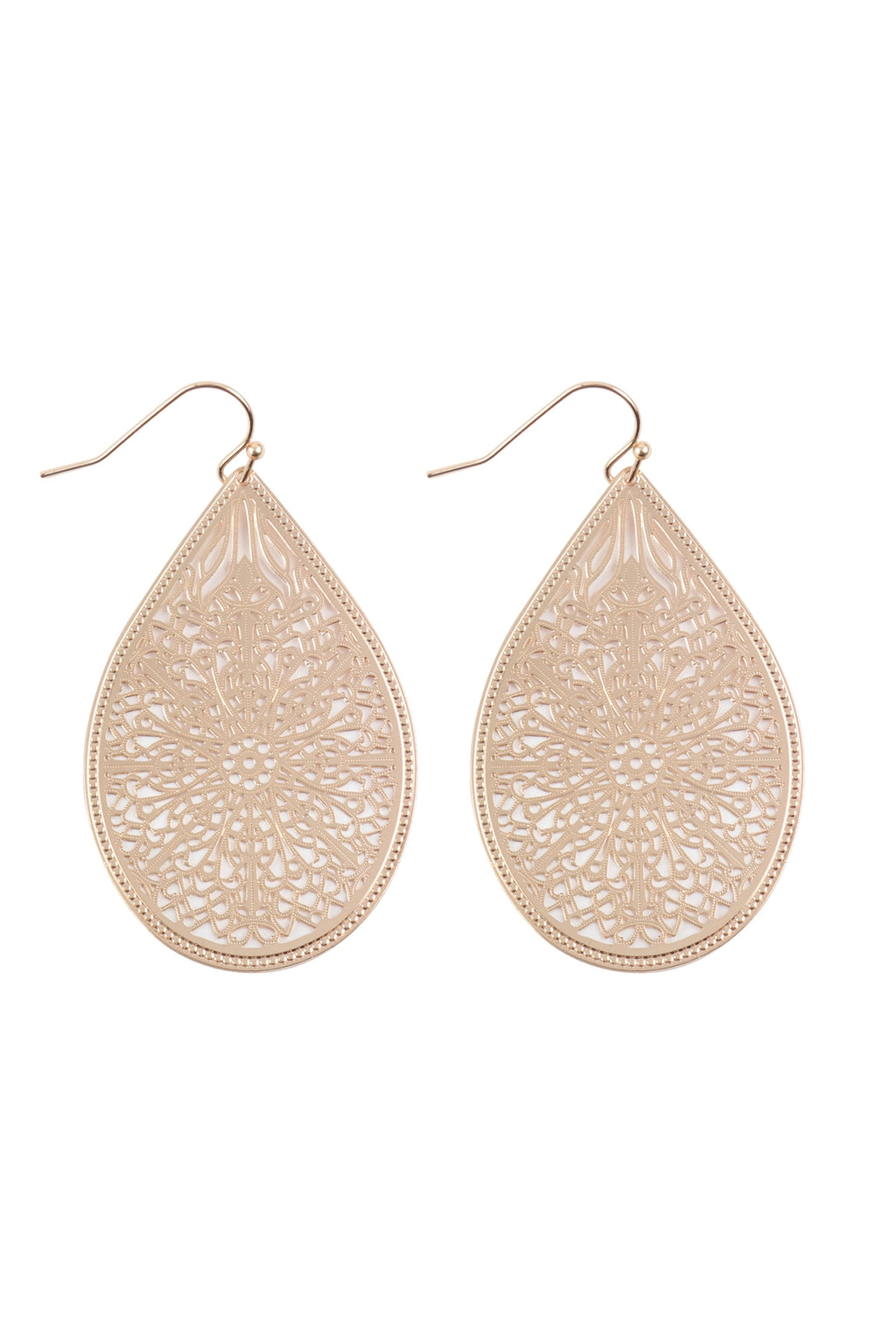 Filigree Teardrop Hook Earrings Gold - Pack of 6