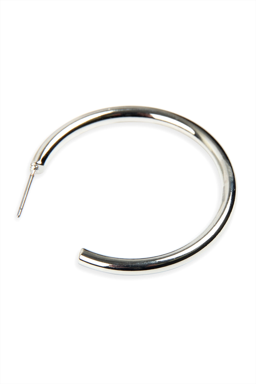 1.5 Inches Post Hoop Earrings Rhodium - Pack of 6