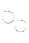 1.5 Inches Post Hoop Earrings Matte Silver - Pack of 6