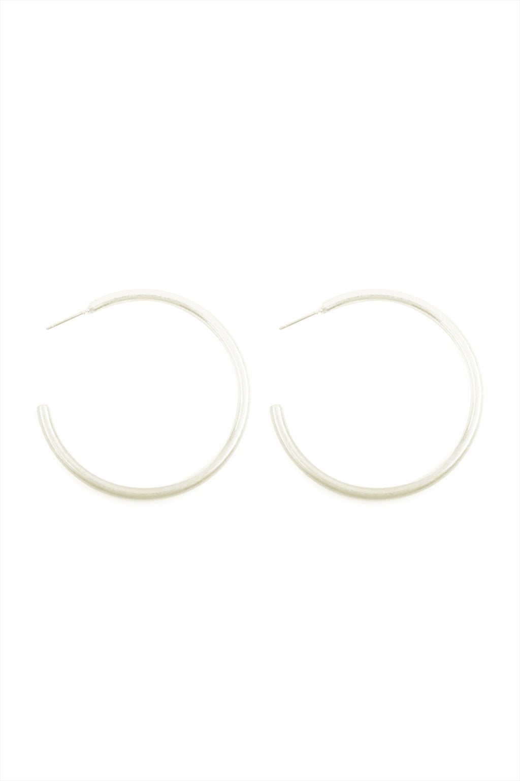 Hoop Post Earrings Matte Silver - Pack of 6