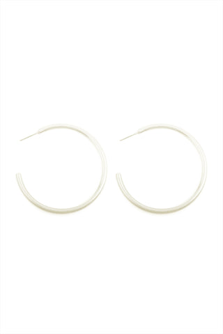 Glitter Foam Hoop Earrings White - Pack of 6