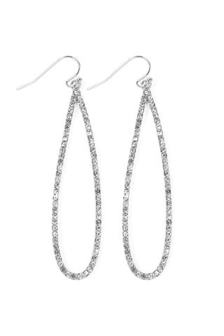Rhinestone with Pearl Bead Hoop 1.75" Earrings White Silver - Pack of 6