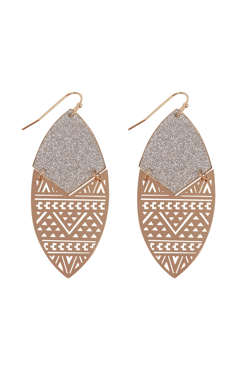 Sand Sticker Marquise Tribal Filigree Earrings Gold Silver - Pack of 6