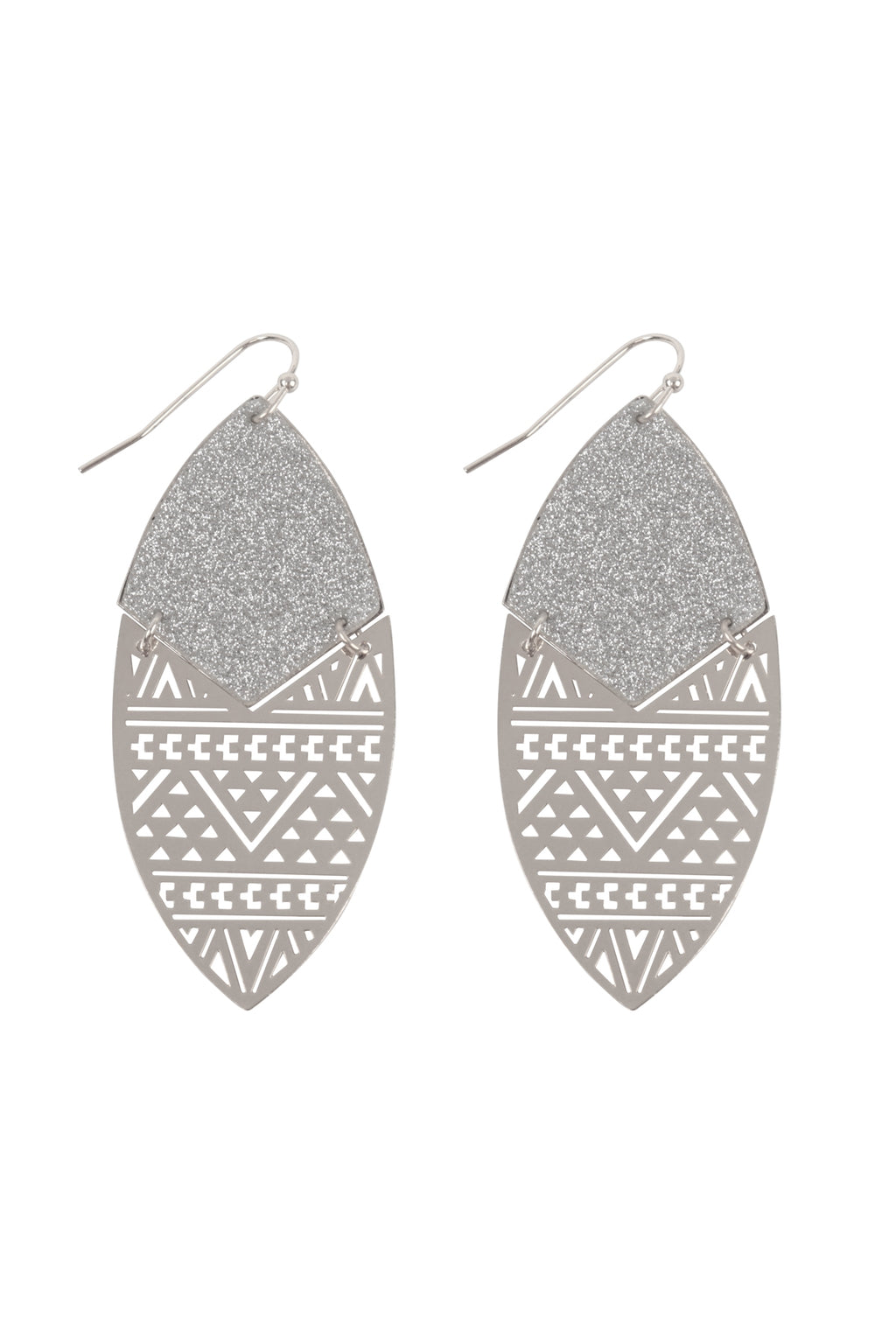 Sand Sticker Marquise Tribal Filigree Earrings Silver - Pack of 6