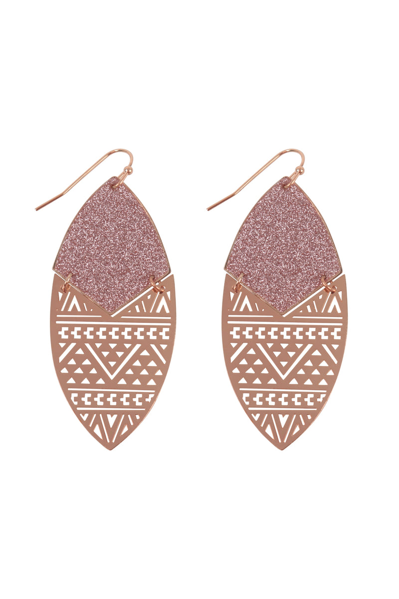 Sand Sticker Marquise Tribal Filigree Earrings Rose Gold - Pack of 6