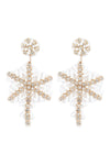 Christmas Snowflake Seed Bead Drop Earrings White - Pack of 6