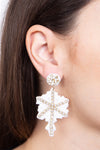 Christmas Snowflake Seed Bead Drop Earrings White - Pack of 6