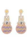 Easter Rabbit and Egg Seed Bead Drop Earrings White Multicolor - Pack of 6