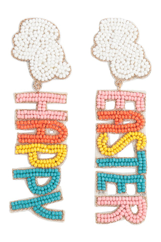 Light Multicolor Beaded Hoop Dangle Earrings - Pack of 6
