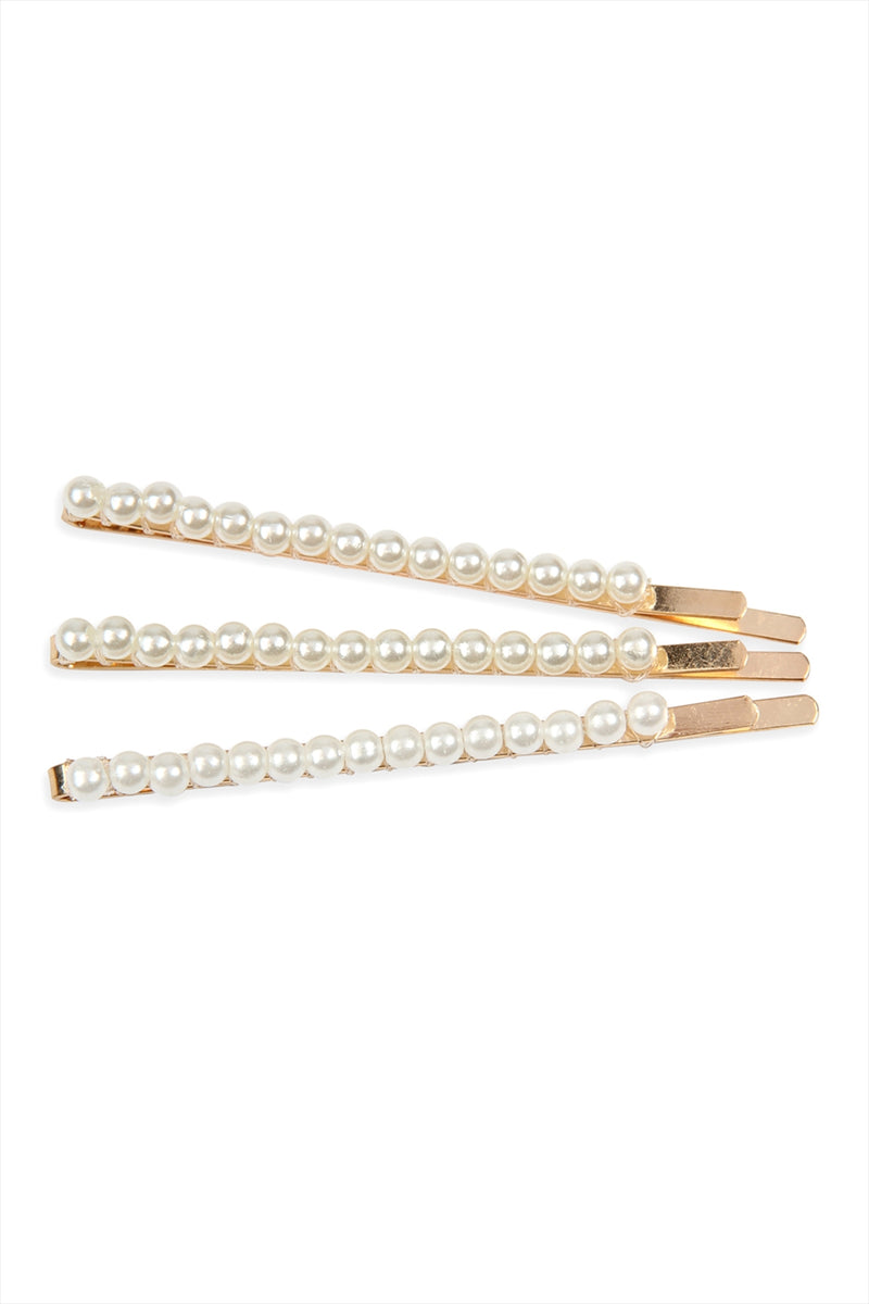 15 Pieces Glass Pearl Hair Pink Gold Cream - Pack of 6