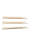15 Pieces Glass Pearl Hair Pink Gold Cream - Pack of 6