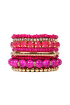 Fuchsia Multicolor Stretch Bracelet - Pack of 6