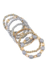 Gray Multi Bead Stackable Bracelet - Pack of 6