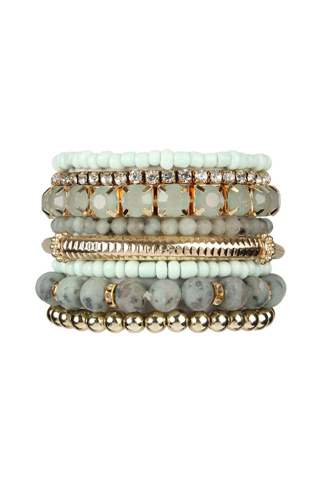 Regular Size Stackable Beads Bracelet Set Charcoal - Pack of 6