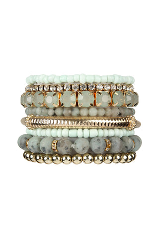 FIMO CCB Mix Bead Charm Stretchable Bracelet Turquoise - Pack of 6