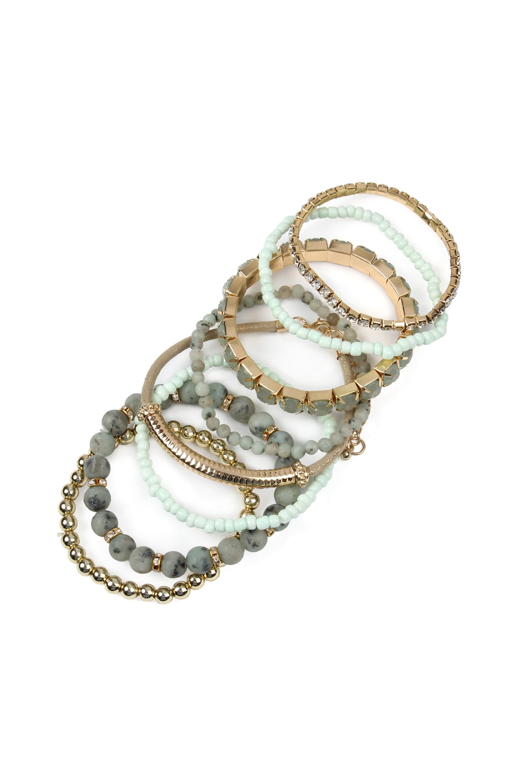 Regular Size Stackable Beads Bracelet Set Charcoal - Pack of 6
