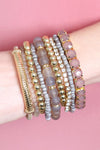 Regular Size Stackable Beads Bracelet Set Gray - Pack of 6