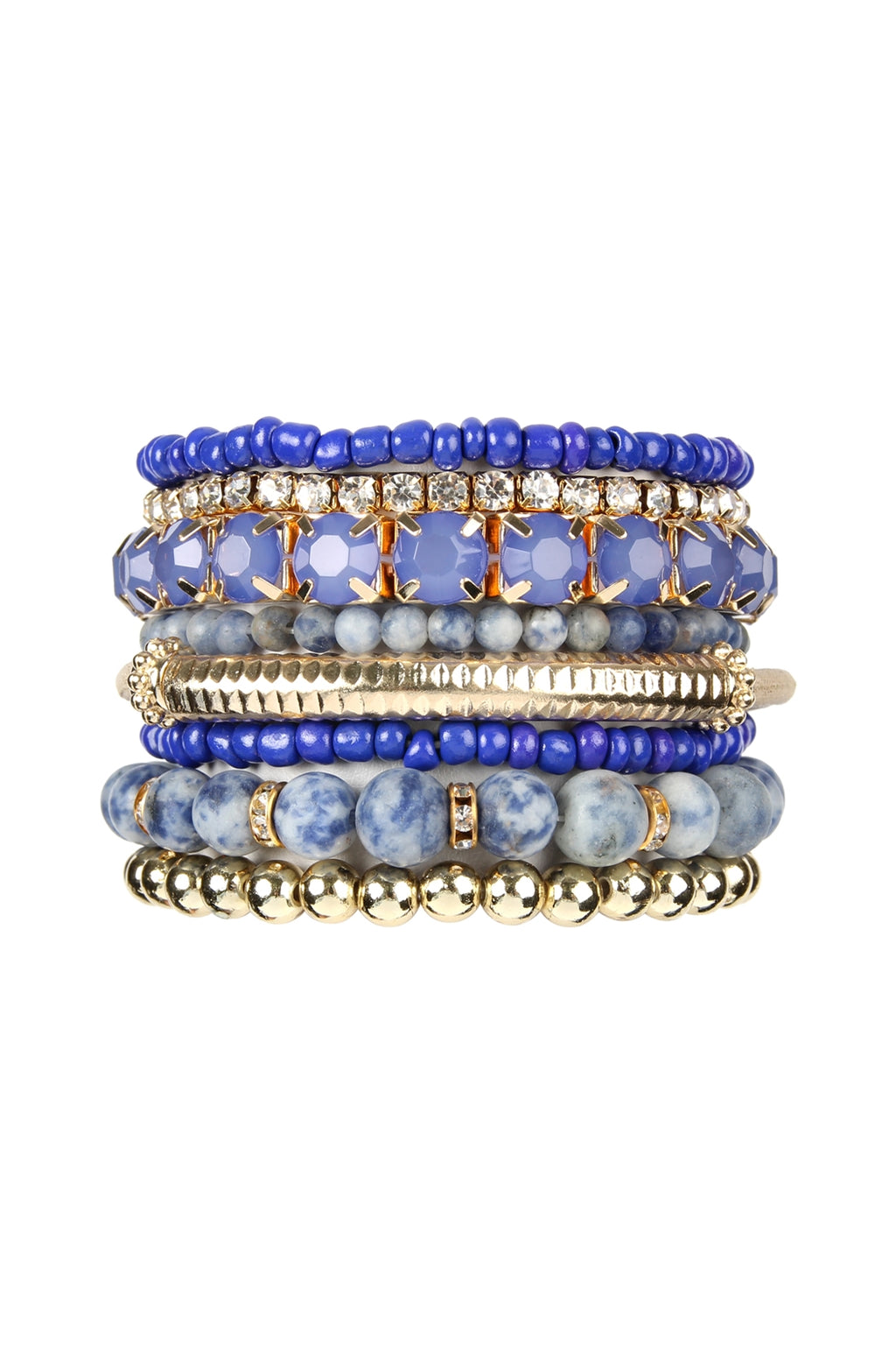 Regular Size Stackable Beads Bracelet Set Blue - Pack of 6