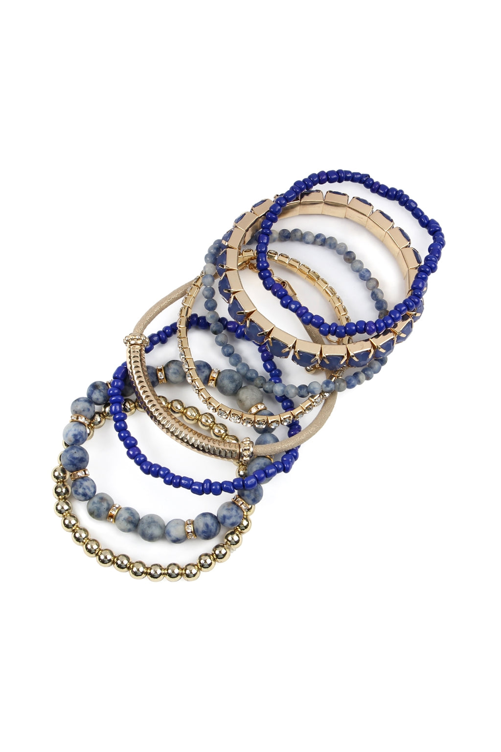 Regular Size Stackable Beads Bracelet Set Blue - Pack of 6