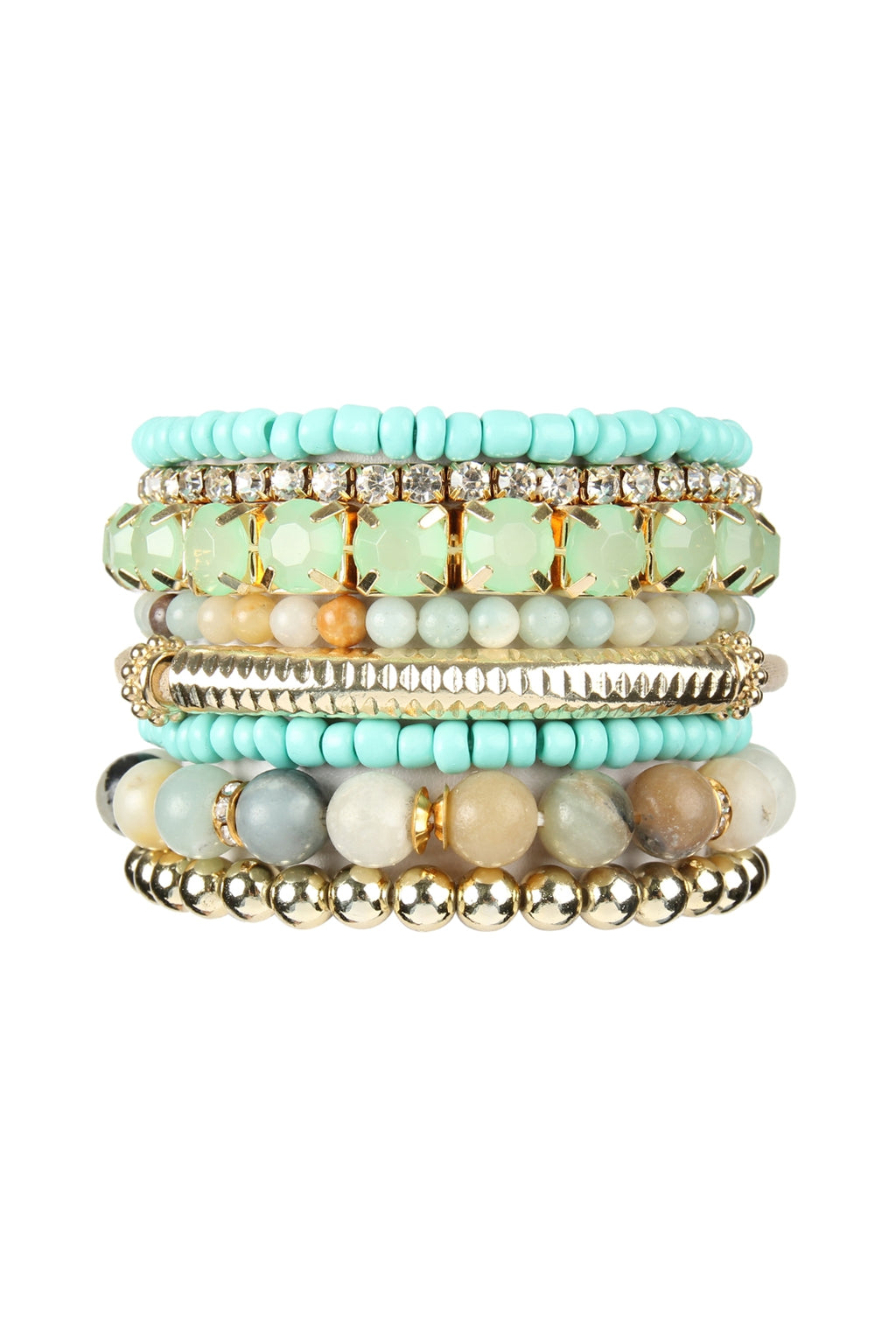 Regular Size Stackable Beads Bracelet Set Amazonite - Pack of 6