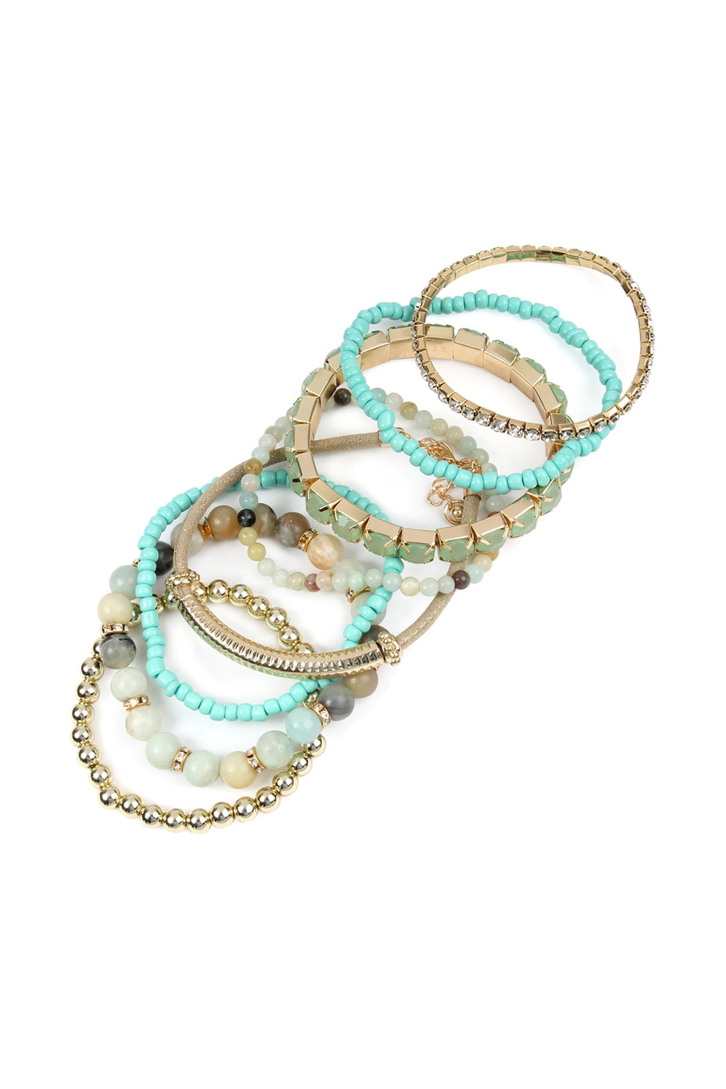 Regular Size Stackable Beads Bracelet Set Amazonite - Pack of 6