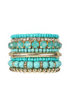 FIMO CCB Mix Bead Charm Stretchable Bracelet Turquoise - Pack of 6