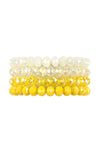 Yellow Four Line Crystal Beads Stretch Bracelet - Pack of 6