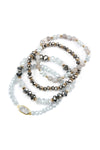 Gray Druzy Oval Mixed Beads Bracelet Set - Pack of 6