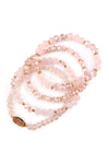 Pink Druzy Oval Mixed Beads Bracelet Set - Pack of 6