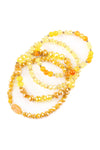 Yellow Druzy Oval Mixed Beads Bracelet Set - Pack of 6