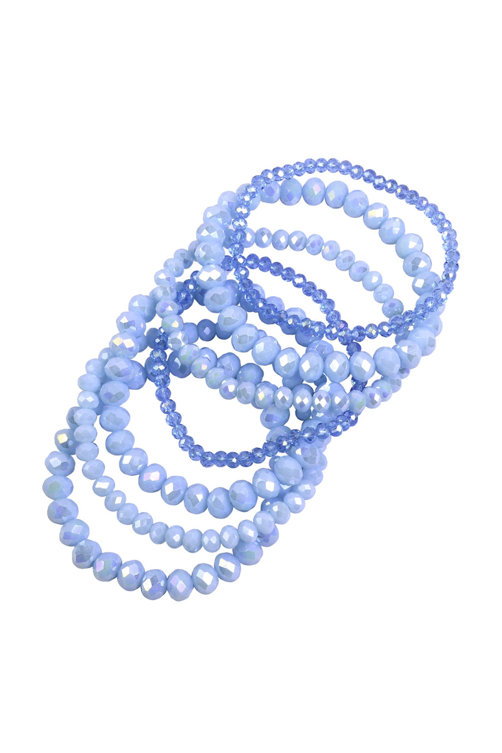 Glass Beads Stretch Bracelet Blue - Pack of 6
