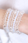 Clear Seven Lines Glass Beads Stretch Bracelet - Pack of 6