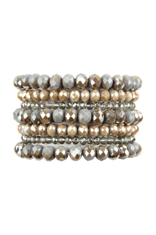 Plus Size Stackable Beads Bracelet Set Multicolor - Pack of 6
