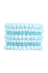 Turquoise Seven Lines Glass Beads Stretch Bracelet - Pack of 6