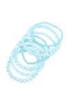 Glass Beads Stretch Bracelet Light Blue - Pack of 6