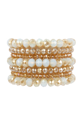 Natural Seven Lines Glass Beads Stretch Bracelet - Pack of 6