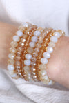 Light Brown Seven Lines Glass Beads Stretch Bracelet - Pack of 6