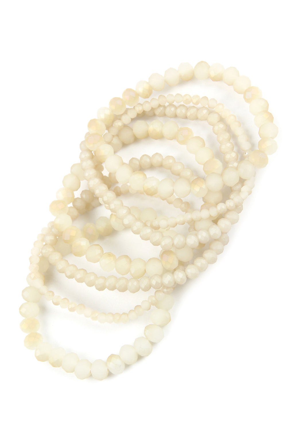 Natural Seven Lines Glass Beads Stretch Bracelet - Pack of 6