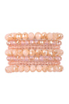 Sapphire Seven Lines Glass Beads Stretch Bracelet - Pack of 6