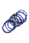 Sapphire Seven Lines Glass Beads Stretch Bracelet - Pack of 6