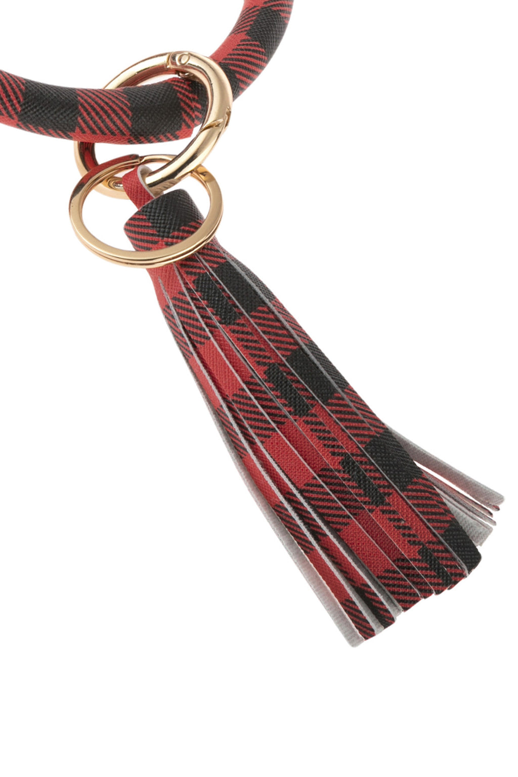 Red Plaid Key Ring with Tassel Bracelet - Pack of 6