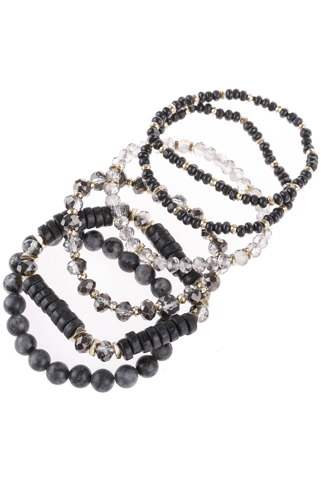 Black Mix Stackable Charm Bracelet - Pack of 6