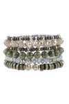 Nude Seven Lines Glass Beads Stretch Bracelet - Pack of 6