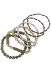 Green Mix Stackable Charm Bracelet - Pack of 6