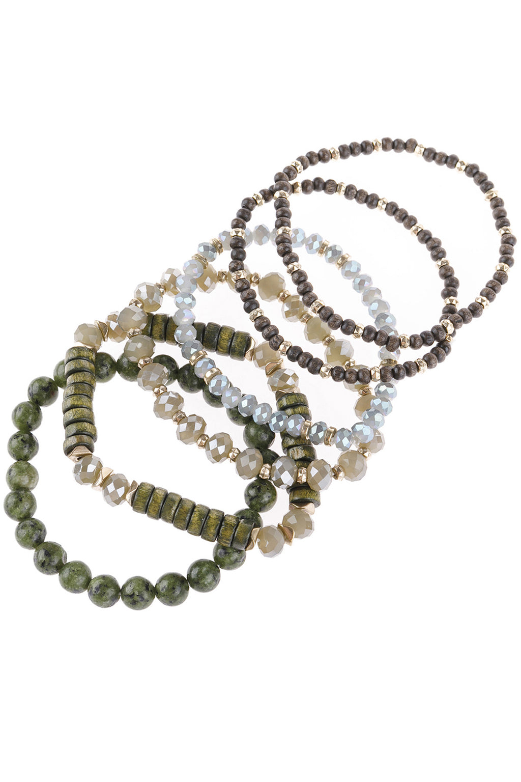 Green Mix Stackable Charm Bracelet - Pack of 6