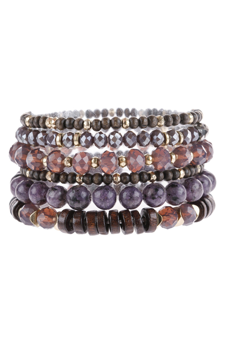 Purple Mix Stackable Charm Bracelet - Pack of 6