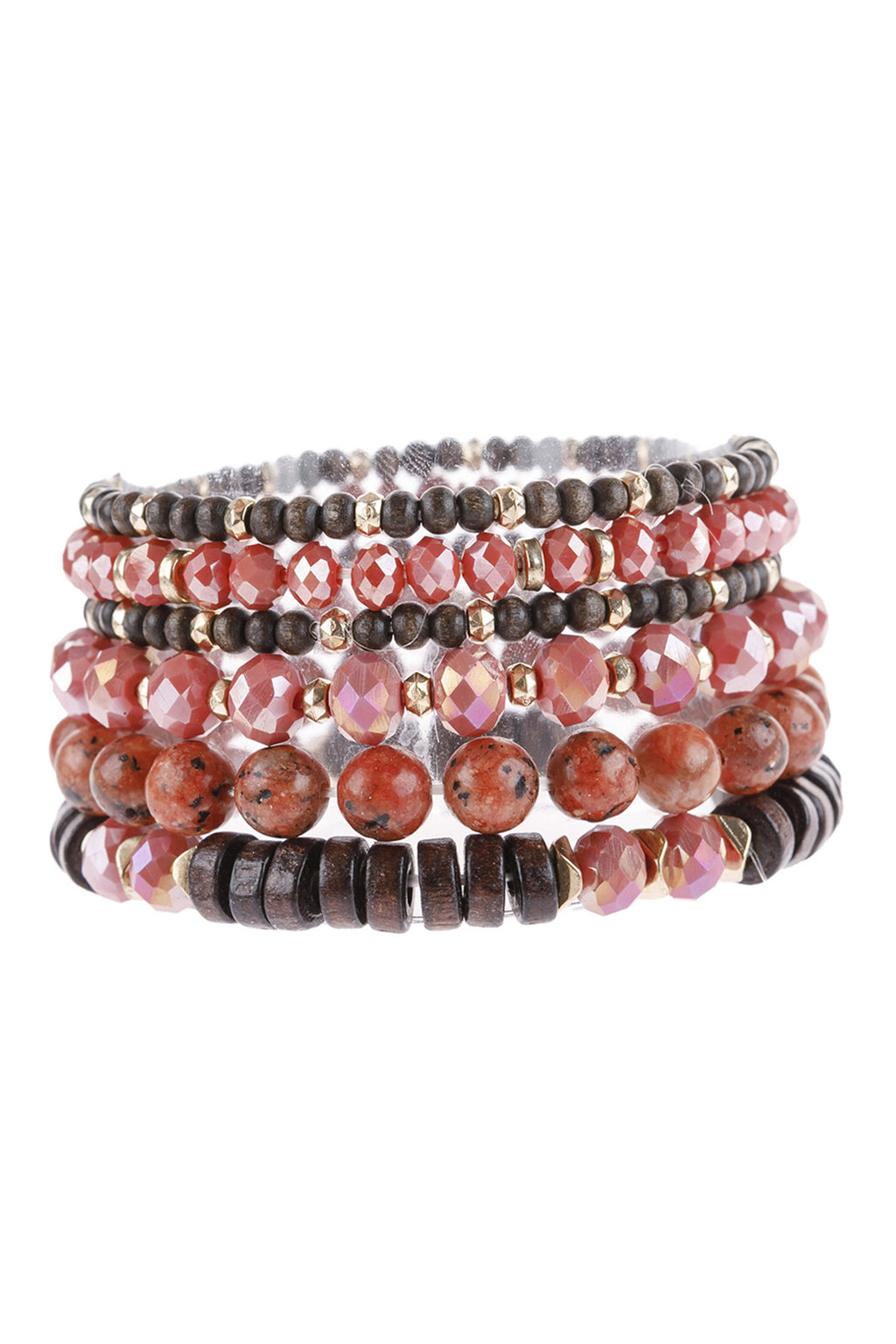 Red Mix Stackable Charm Bracelet - Pack of 6