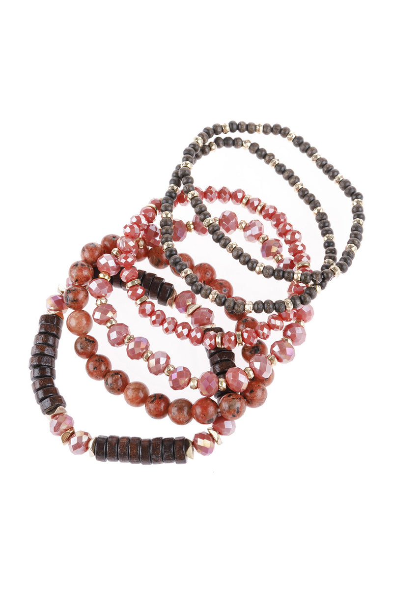 Red Mix Stackable Charm Bracelet - Pack of 6